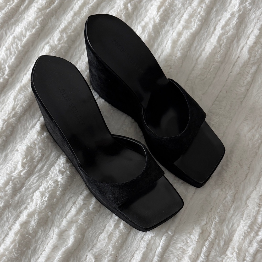 Colin Stuart Black Suede Wedge Sandals